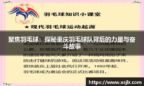 聚焦羽毛球：探秘重庆羽毛球队背后的力量与奋斗故事